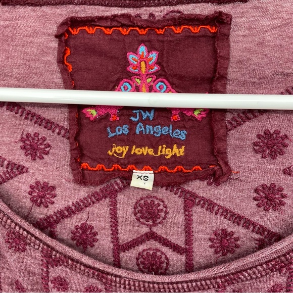 Johnny Was Maroon Embroidered Long Sleeve Shirt XS - Picture 3 of 8